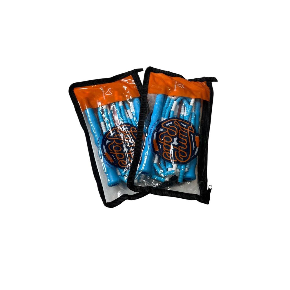 2 packs Jump Rope Soft Beaded Adjustable Skipping for Kid/Youth/Beginner Blue